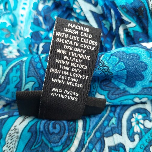 Maggie Barnes Womens Blouse Size 5x Ruffle Button Blue Black - Picture 7 of 7